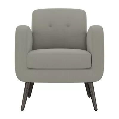Kingston Mid-Century Modern Accent Armchair Linen with Legs an Espresso Finish