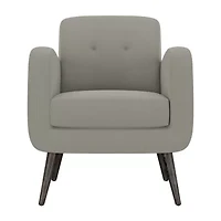 Kingston Mid-Century Modern Accent Armchair Linen with Legs an Espresso Finish