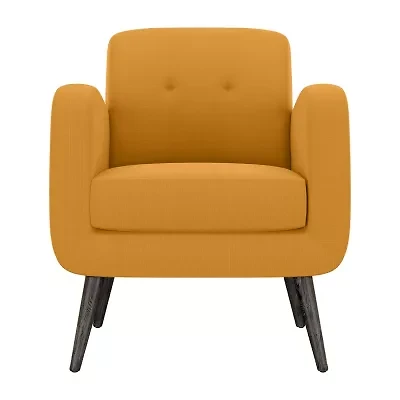 Kingston Mid-Century Modern Accent Armchair Linen with Legs an Espresso Finish