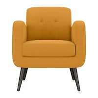 Kingston Mid-Century Modern Accent Armchair Linen with Legs an Espresso Finish