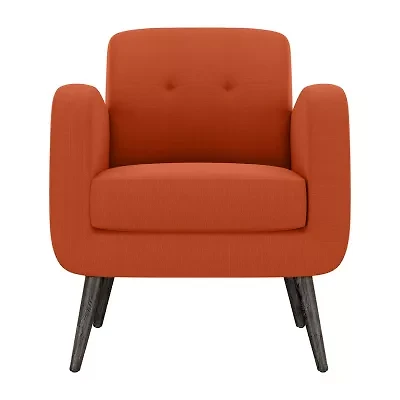 Kingston Mid-Century Modern Accent Armchair Linen with Legs an Espresso Finish