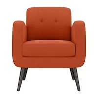 Kingston Mid-Century Modern Accent Armchair Linen with Legs an Espresso Finish