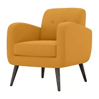 Kingston Mid-Century Modern Accent Armchair Linen with Legs an Espresso Finish