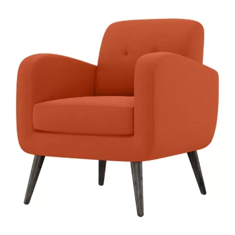 Kingston Mid-Century Modern Accent Armchair Linen with Legs an Espresso Finish