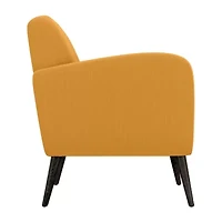 Kingston Mid-Century Modern Accent Armchair Linen with Legs an Espresso Finish