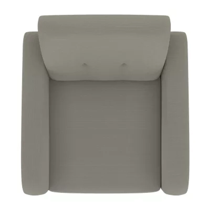 Kingston Mid-Century Modern Accent Armchair Linen with Legs an Espresso Finish