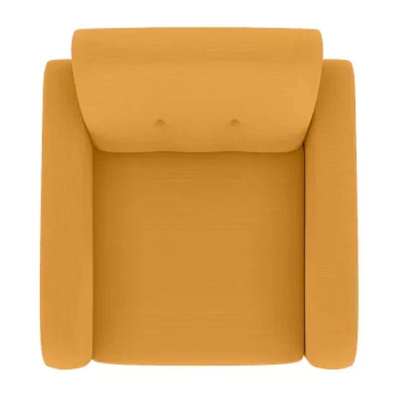 Kingston Mid-Century Modern Accent Armchair Linen with Legs an Espresso Finish