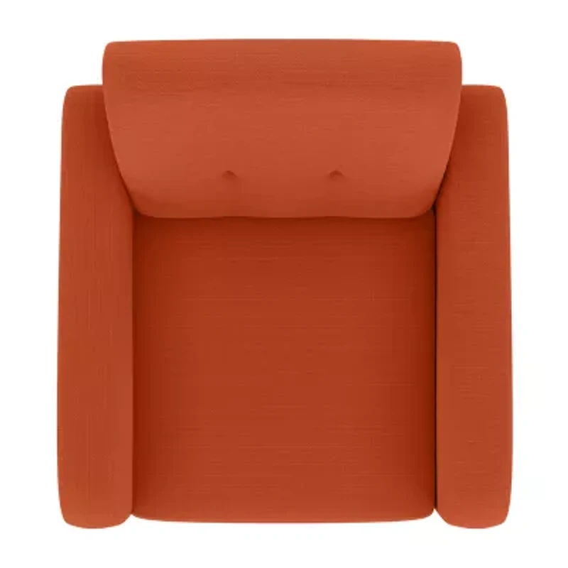 Kingston Mid-Century Modern Accent Armchair Linen with Legs an Espresso Finish