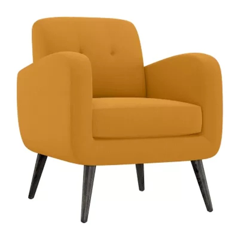 Kingston Mid-Century Modern Accent Armchair Linen with Legs an Espresso Finish