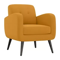 Kingston Mid-Century Modern Accent Armchair Linen with Legs an Espresso Finish