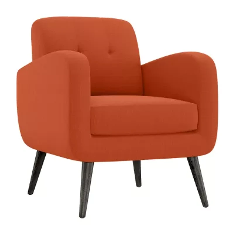 Kingston Mid-Century Modern Accent Armchair Linen with Legs an Espresso Finish
