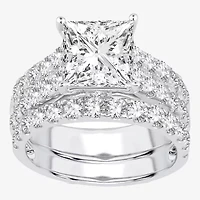 (H-I / SI1-SI2) Signature By Modern Bride Womens 5 CT. T.W. Lab Grown White Diamond 14K Gold Princess Bridal Set