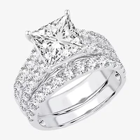 (H-I / SI1-SI2) Signature By Modern Bride Womens 5 CT. T.W. Lab Grown White Diamond 14K Gold Princess Bridal Set