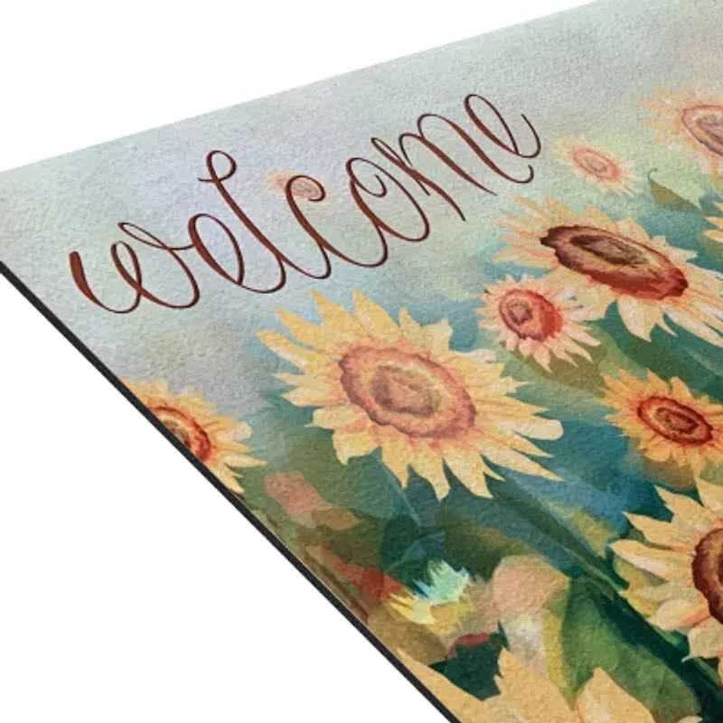 Achim Sunflower Field Rubber 18"X30" Doormat