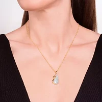 Womens Genuine Green Jade 18K Gold Over Silver 18 Inch Pendant Necklace