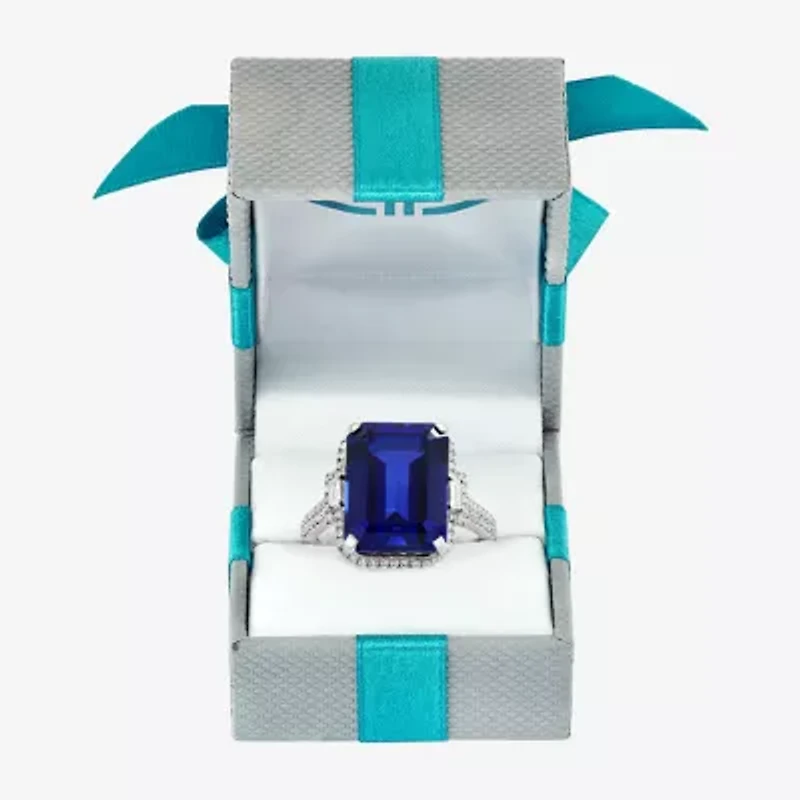 Effy Final Call  Womens Gemstone & 3/8 CT. T.W. Diamond 14K Gold Halo Side Stone Cocktail Ring