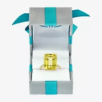 Effy  Womens Genuine Yellow Quartz Sterling Silver Side Stone Cocktail Ring