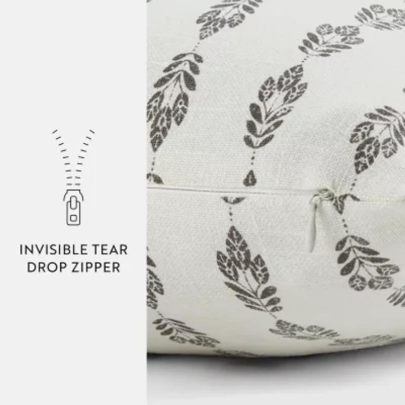 Casual Comfort Folk Leaves Cotton Square Throw Pillow