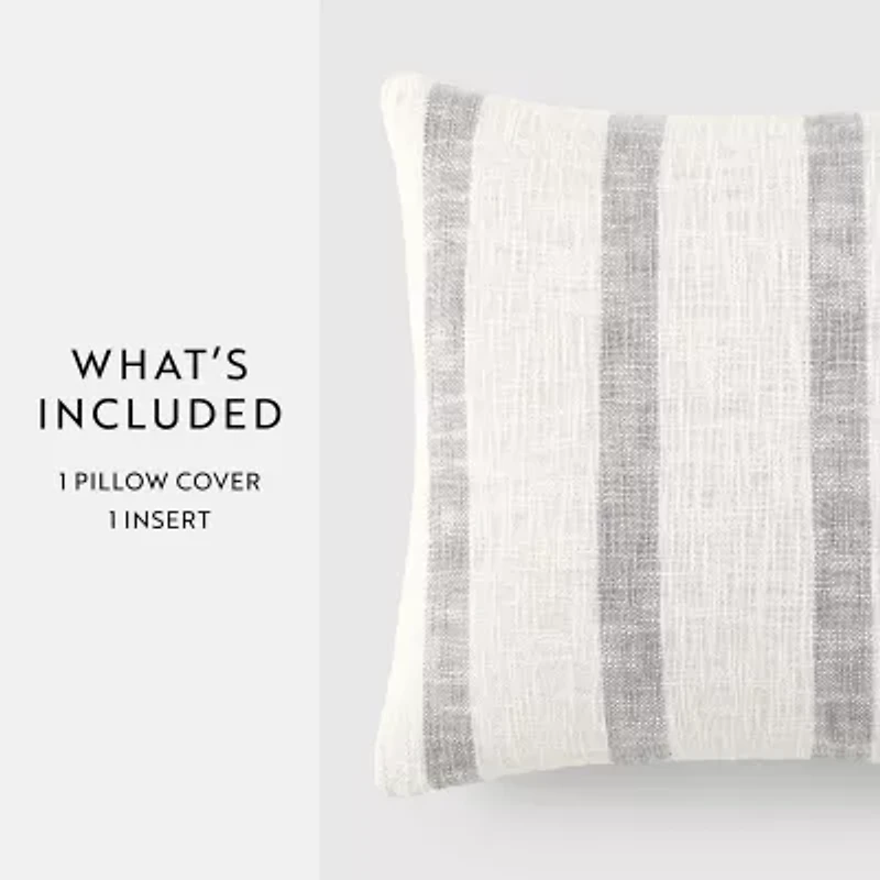 Casual Comfort Awning Stripe Yarn Dyed Square Throw Pillow