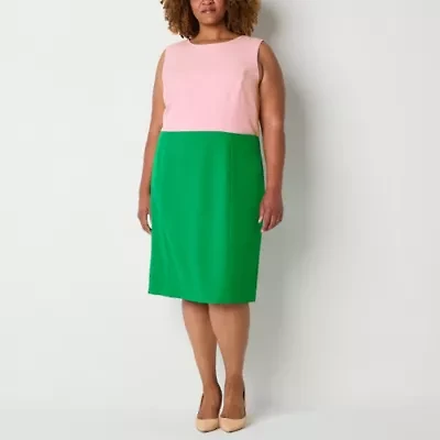 Evan Picone Womens Sleeveless Plus Sheath Dress