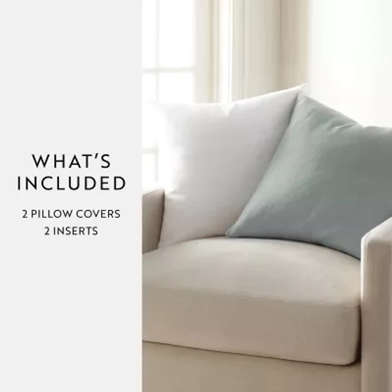 Casual Comfort Solid Stone Wash 2-pc. Square Throw Pillow Set