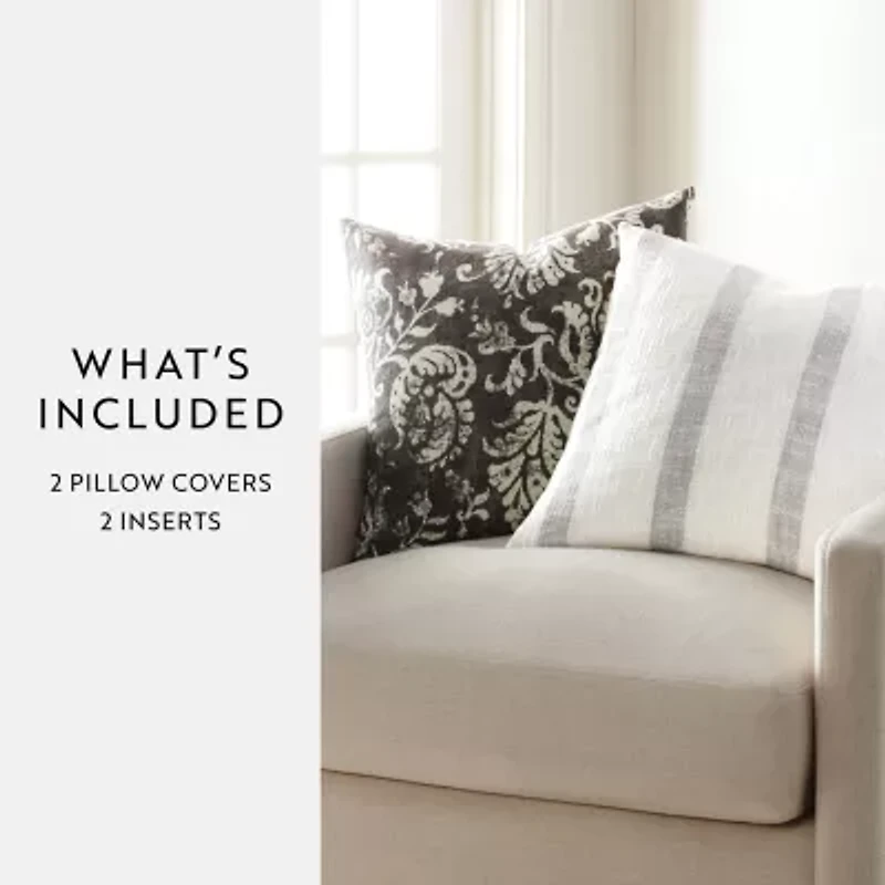 Casual Comfort Awning Stripe Yarn Dyed 2-pc. Square Throw Pillow