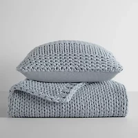 Casual Comfort Chunky Knit Blanket and Pillow Set