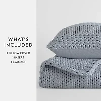 Casual Comfort Chunky Knit Blanket and Pillow Set
