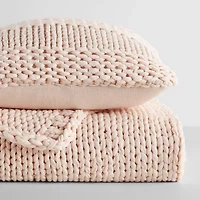 Casual Comfort Chunky Knit Blanket and Pillow Set