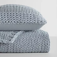 Casual Comfort Chunky Knit Blanket and Pillow Set