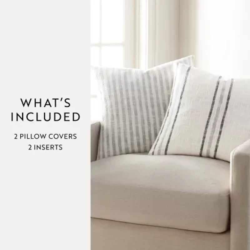 Casual Comfort Bengal Framed Stripe 2pk 2-pc. Square Throw Pillow