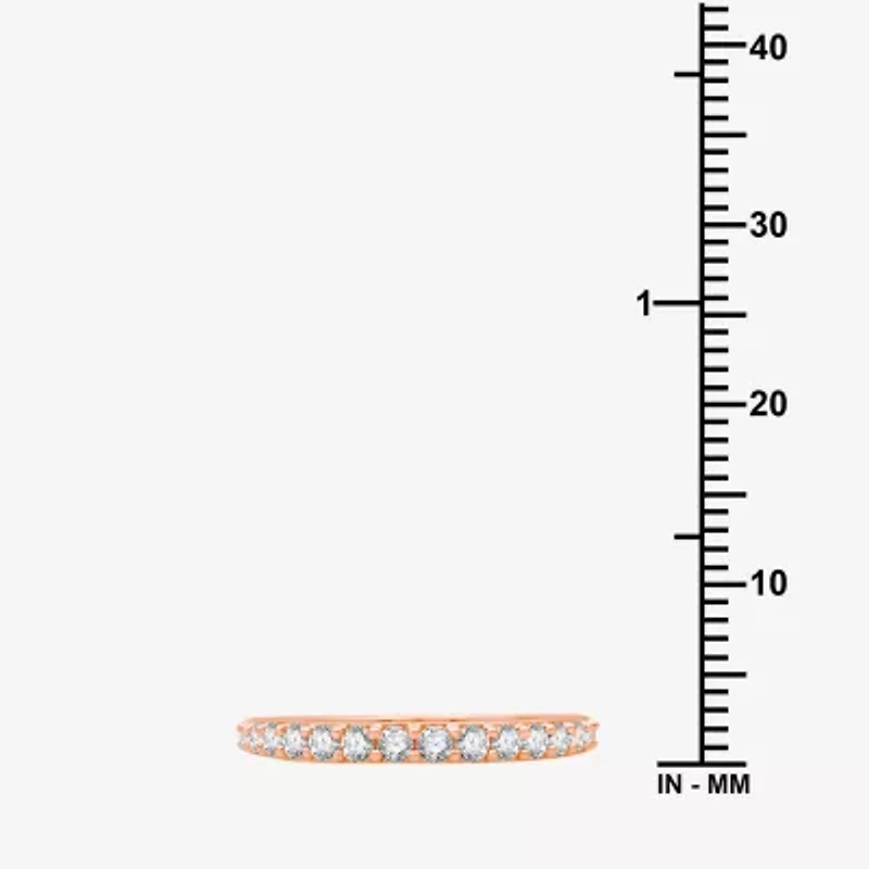 Classic Collection Womens 2MM 1/2 CT. T.W. Natural White Diamond 10K Rose Gold Wedding Band