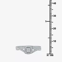 1/10 CT.T.W. Natural Diamond 10K White Gold Princess-Cut Quad Promise Ring