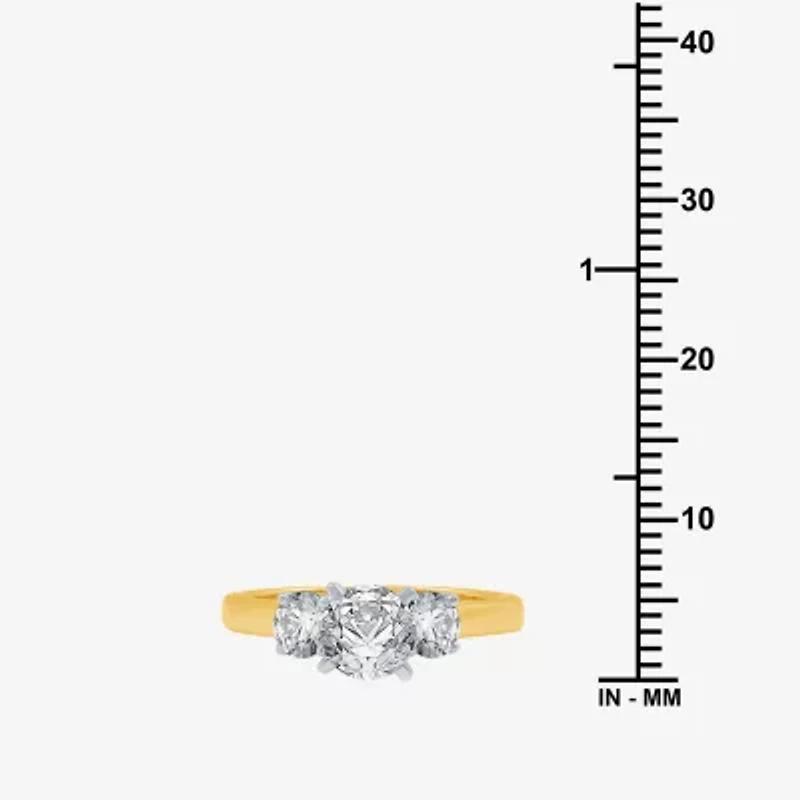 Love Lives Forever (H-I / Si1-Si2) Womens 1 1/2 CT. T.W. Lab Grown White Diamond 10K Gold Round 3-Stone Engagement Ring