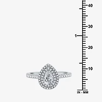 Signature By Modern Bride (H-I / I1) Womens 1 CT. T.W. Lab Grown White Diamond 10K Gold Pear Side Stone Halo Engagement Ring