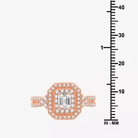 Signature By Modern Bride (H-I / I1) Womens 1 1/4 CT. T.W. Lab Grown White Diamond 10K Gold Side Stone Halo Engagement Ring