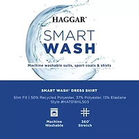Haggar Smart Wash Mens Slim Fit Easy Care Long Sleeve Dress Shirt