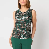 Black Label by Evan-Picone Womens Keyhole Neck Sleeveless Blouse
