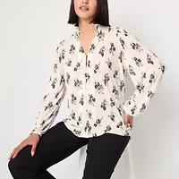 52seven Womens Y Neck Long Sleeve Blouse