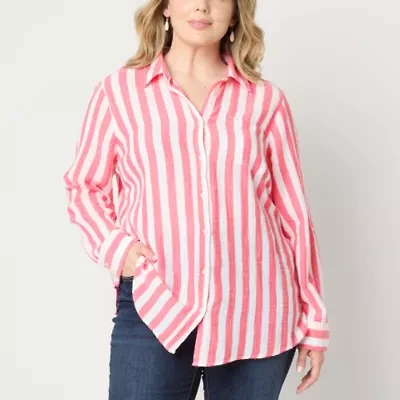 St. John's Bay Plus Womens Long Sleeve Tunic Top