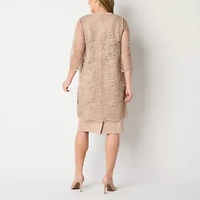 Brianna Milay Lace Womens Beaded Jacket Dress