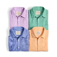 St. John's Bay Linen Blend Mens Short Sleeve Classic Fit Button-Down Shirt