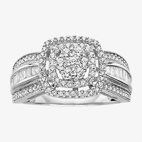 3/4 CT.T.W. Natural Diamond 10K White Gold Cluster Milgrain Ring