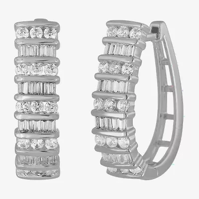 (I-J / I2-I3) Womens 1 CT. T.W. Natural White Diamond 10K Gold 20.9mm Hoop Earrings