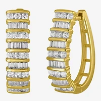 (I-J / I2-I3) Womens 1 CT. T.W. Natural Yellow Diamond 10K Gold 20.9mm Hoop Earrings