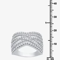 (G-H / I2-I3) Womens 3MM 1 CT. T.W. Lab Created White Diamond Sterling Silver Crossover Band
