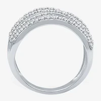 (G-H / I2-I3) Womens 3MM 1 CT. T.W. Lab Created White Diamond Sterling Silver Crossover Band