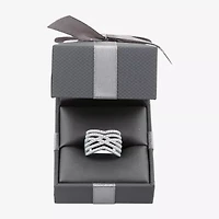 (G-H / I2-I3) Womens 3MM 1 CT. T.W. Lab Created White Diamond Sterling Silver Crossover Band