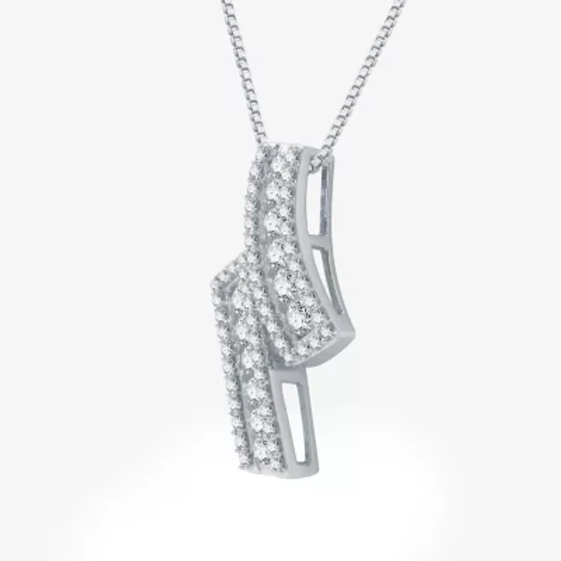 (G-H / I2-I3) Womens 1 CT. T.W. Lab Grown White Diamond Sterling Silver 18 Inch Pendant Necklace