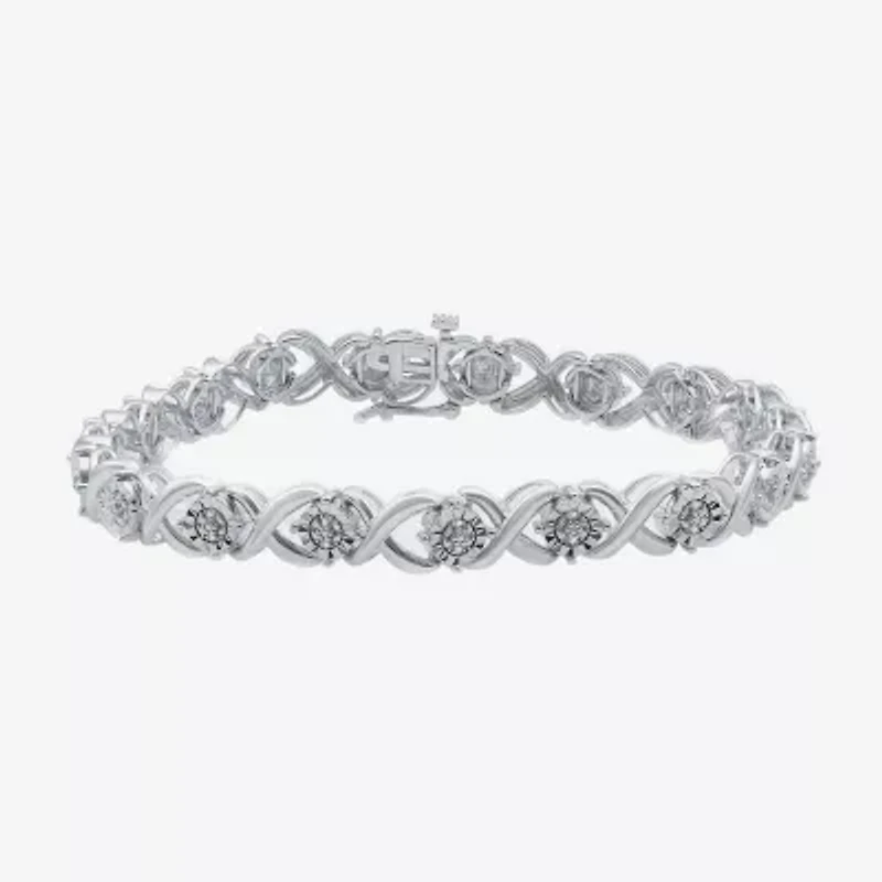 Womens 1/8 CT. T.W. Natural White Diamond Sterling Silver 8 1/4 Inch Tennis Bracelet